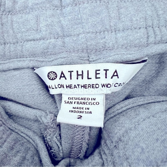 Athleta Farallon Heathered Wide Leg Crop Light Blue Athleisure Cotton Pants 2 - Picture 5 of 13